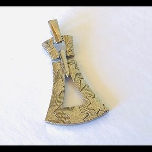 Vintage 1960s Big Mod Modernist Silver Pendant